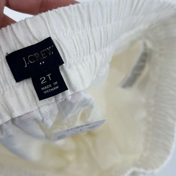 NWT J. Crew Womens White Linen-Cotton Blend Drawstring Straight leg Pant Size T2 - Picture 3 of 11
